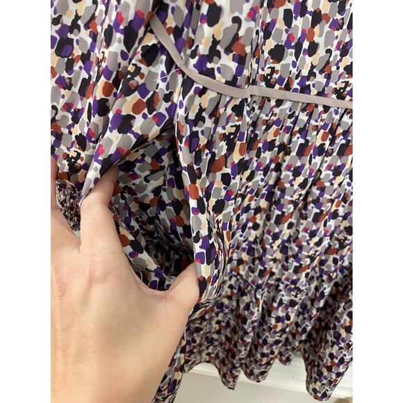 Joy Joy Preppy Classic Modern Boutique Trim Gathers Tier Dress in Brush Stroke M - Picture 9 of 12